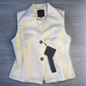 Mina Self NWT Women's Blazer White Detailed Sleeveless Size M